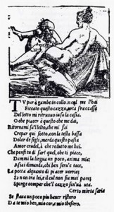 Soneto XVI de "I Modi", de Pietro Aretino. Imagen atrib. a Giulio Romano,