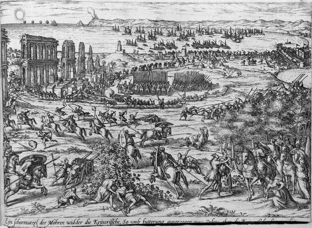 Escaramuza entre turcos y cristianos. Hogenberg, sobre dibujos de Verheyen, 1540-1590. Fuente: https://commons.wikimedia.org/wiki/File:Frans_Hogenberg_005.jpg